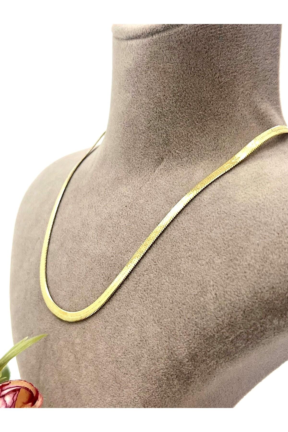 Vip Özel Seri İtalyan Çelik 4 mm Çelik Kolye (14k Gold 60cm)