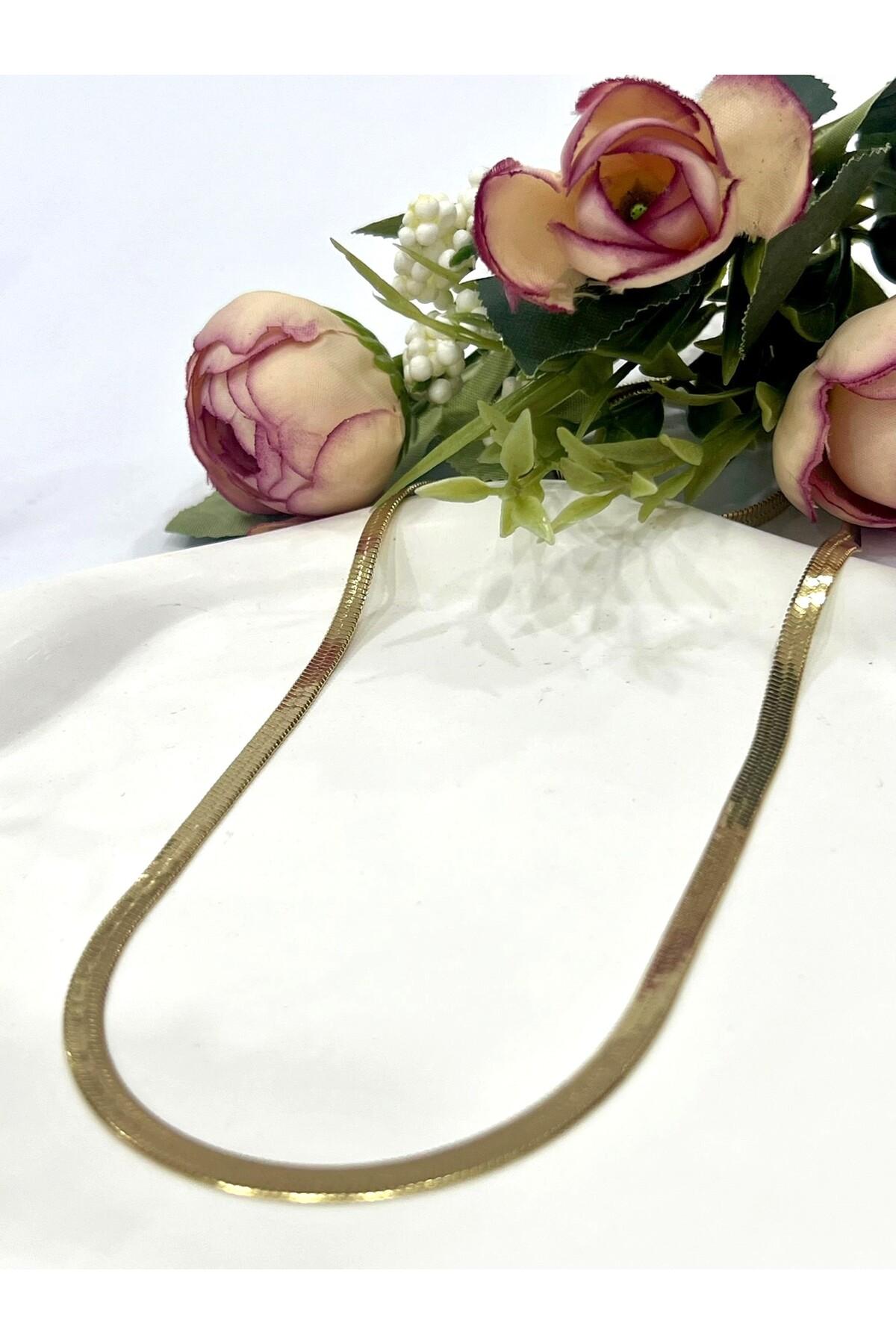 Vip Özel Seri İtalyan Çelik 4 mm Çelik Kolye (14k Gold 60cm) - Görsel 2