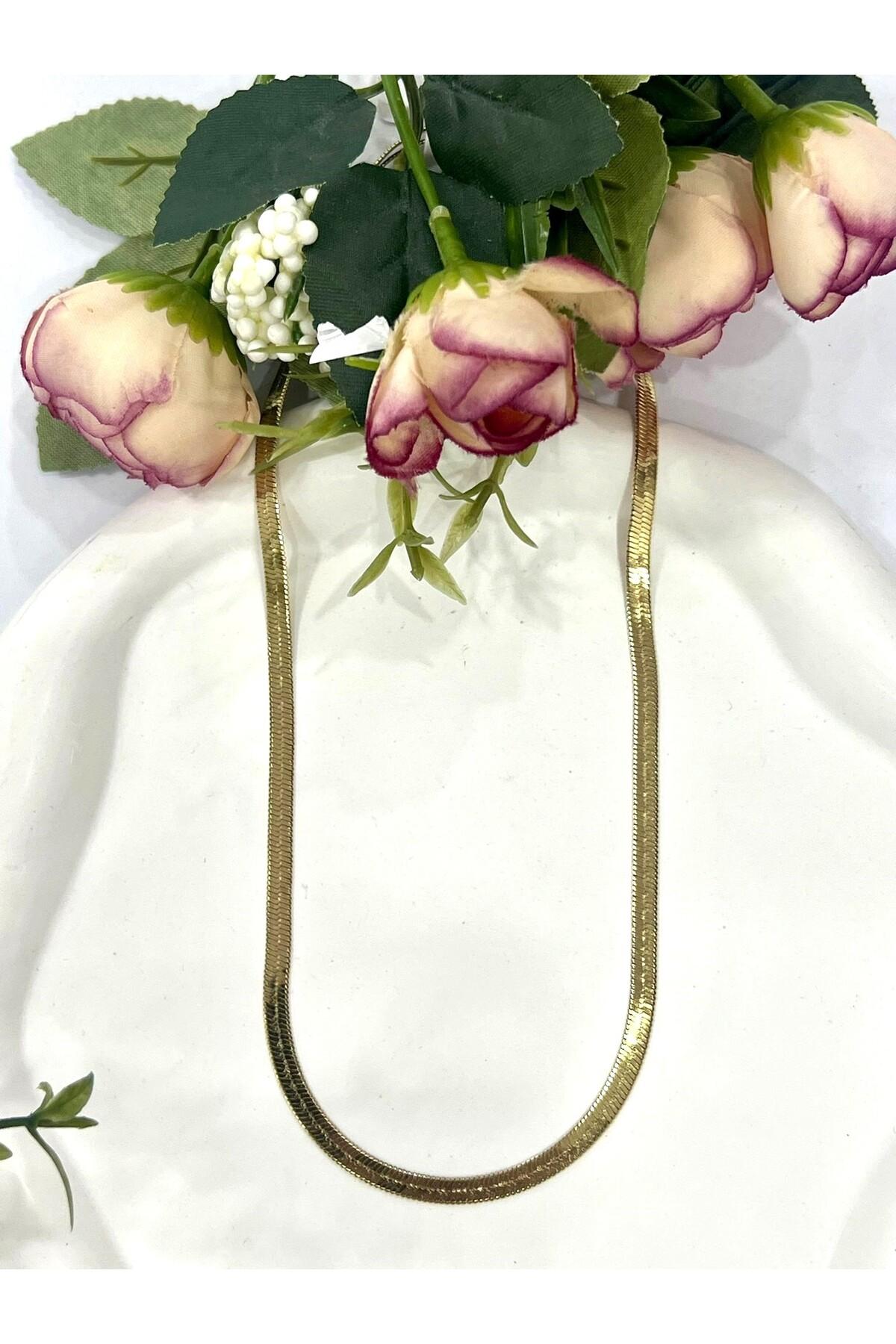 Vip Özel Seri İtalyan Çelik 4 mm Çelik Kolye (14k Gold 60cm) - Görsel 5