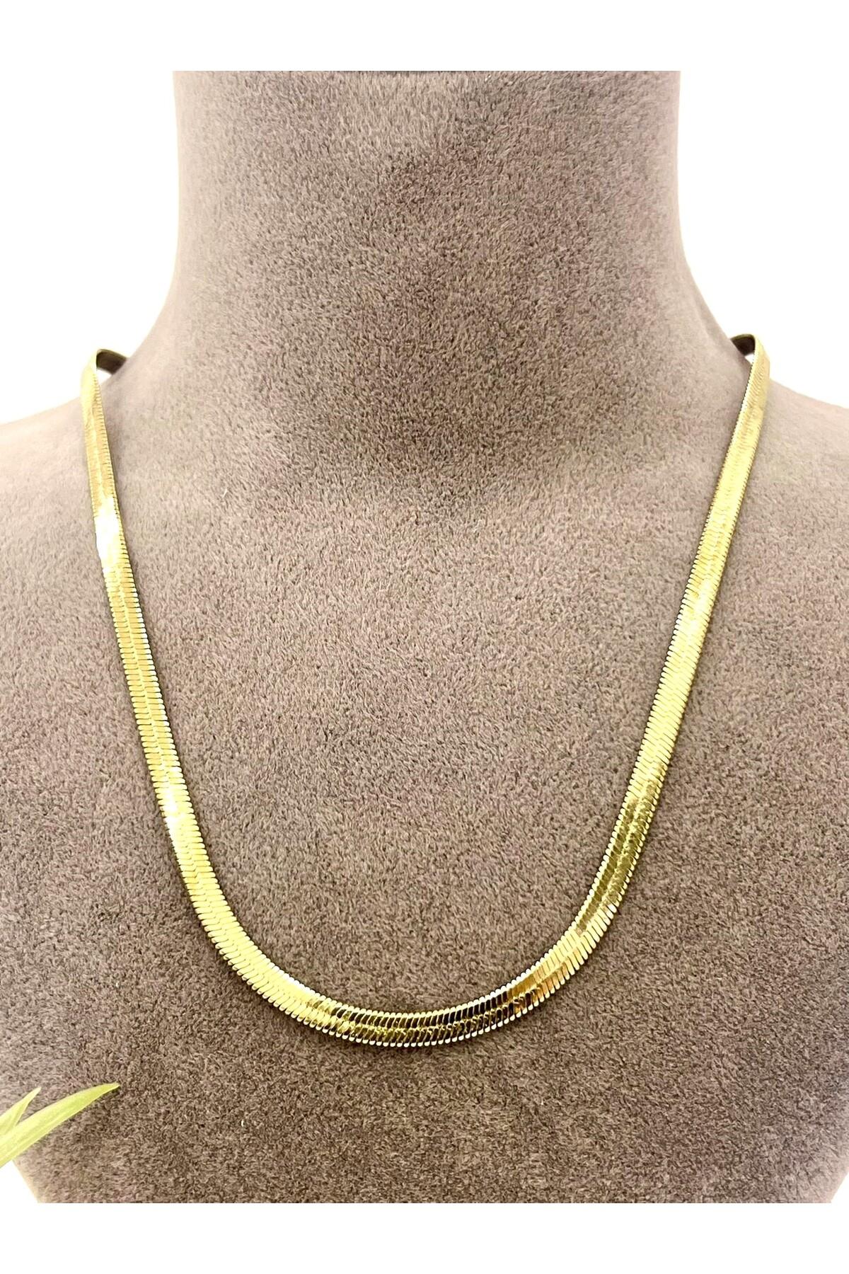 Vip Özel Seri İtalyan Çelik 4 mm Çelik Kolye (14k Gold 60cm) - Görsel 4