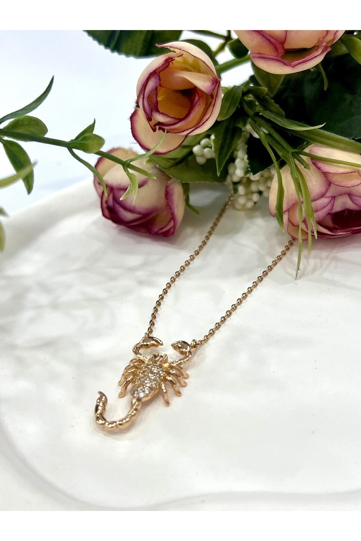 Üç Boyutlu Akrep Çelik Kolye (18K ROSE GOLD-39/44CM) - Görsel 7