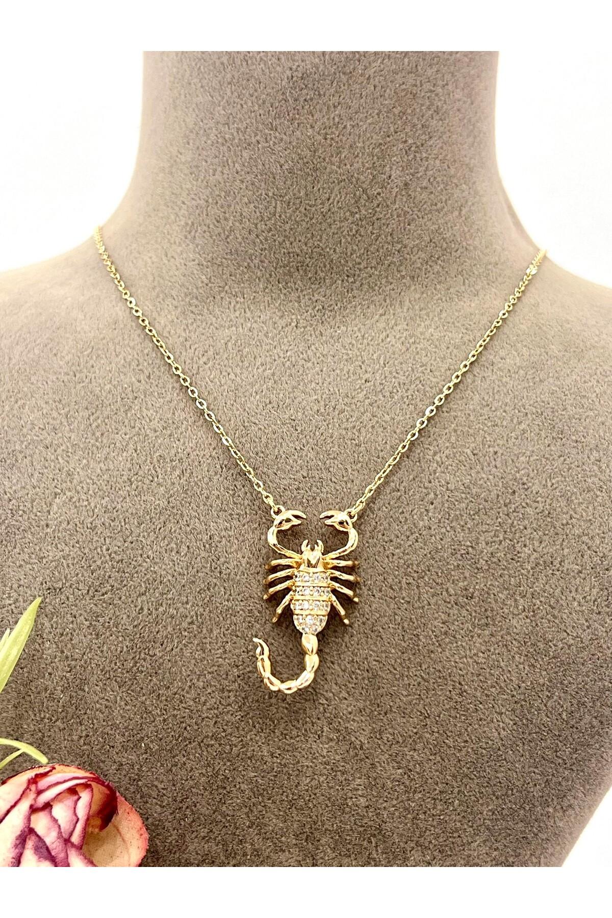 Üç Boyutlu Akrep Çelik Kolye (18K ROSE GOLD-39/44CM) - Görsel 5