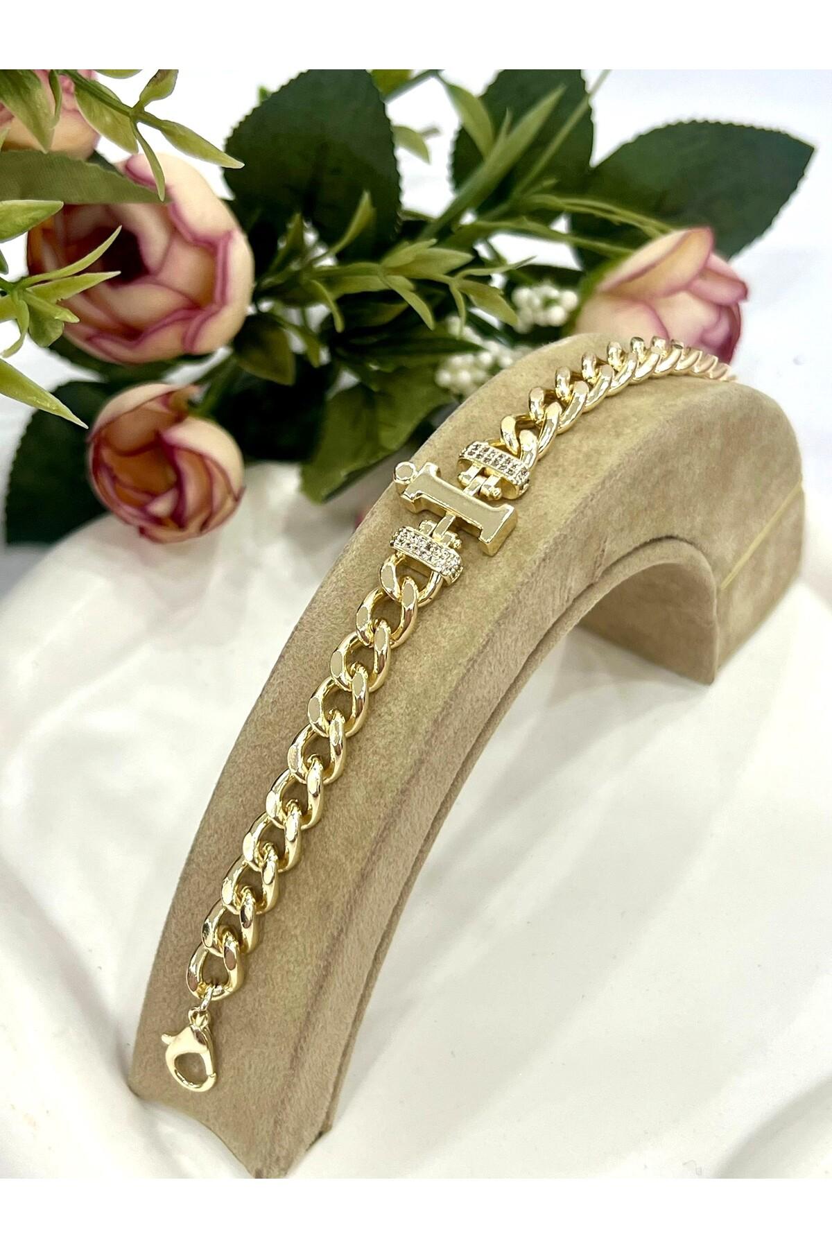 Vip Harf I Zirkon Taşlı Bileklik(14K GOLD / 15-20CM)