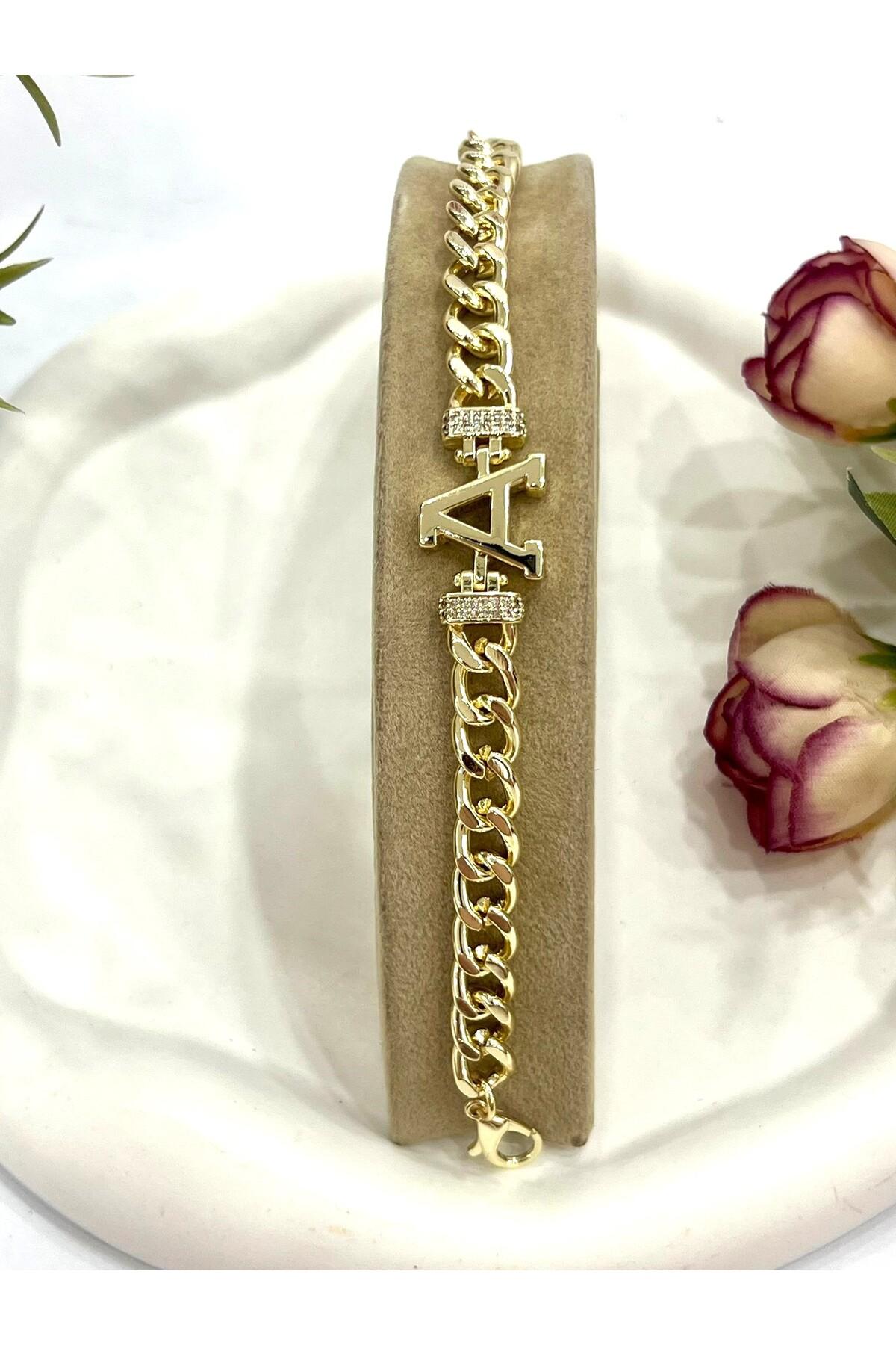 Vip Harf A Zirkon Taşlı Bileklik(14K GOLD / 15-20CM) - Görsel 3