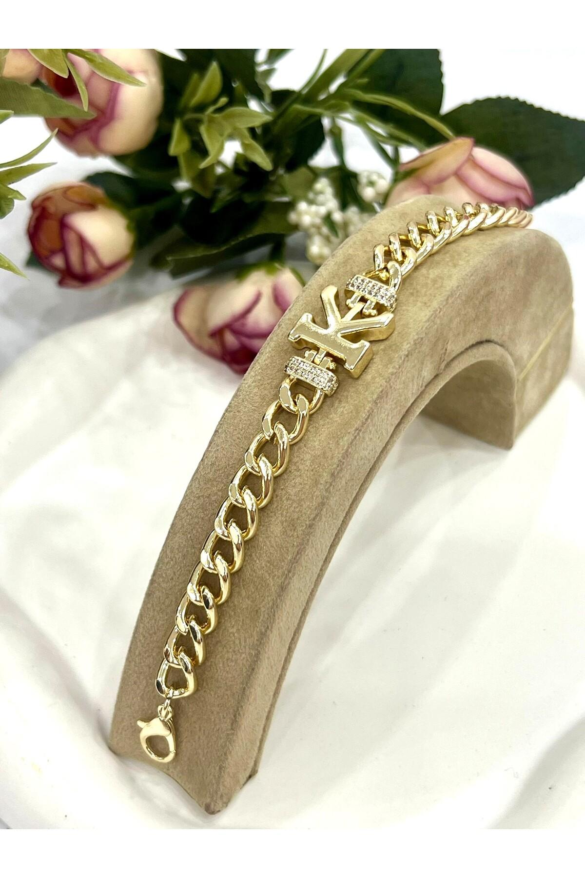 Vip Harf K Zirkon Taşlı Bileklik(14K GOLD / 15-20CM)