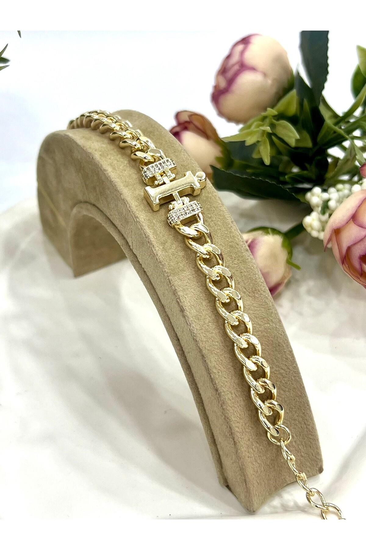 Vip Harf I Zirkon Taşlı Bileklik(14K GOLD / 15-20CM) - Görsel 4