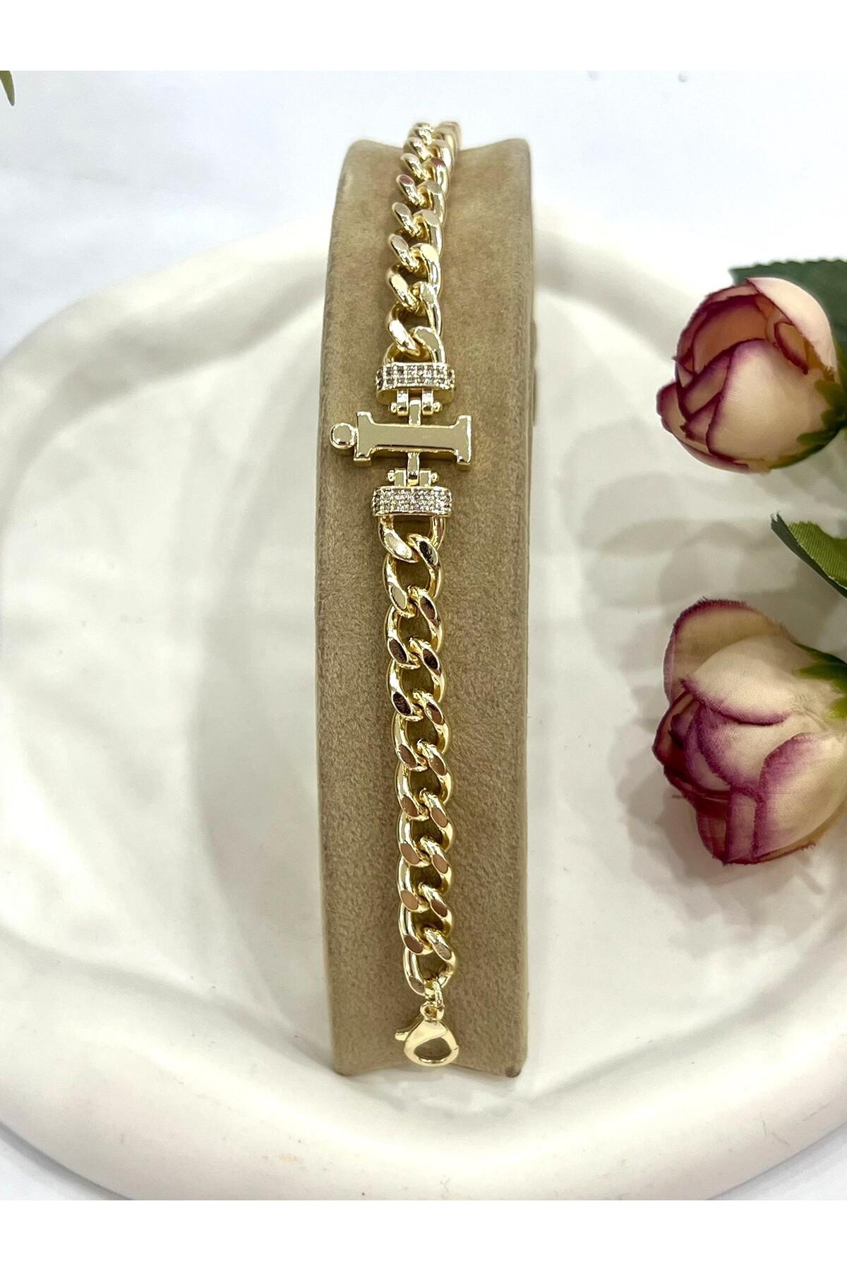 Vip Harf I Zirkon Taşlı Bileklik(14K GOLD / 15-20CM) - Görsel 3