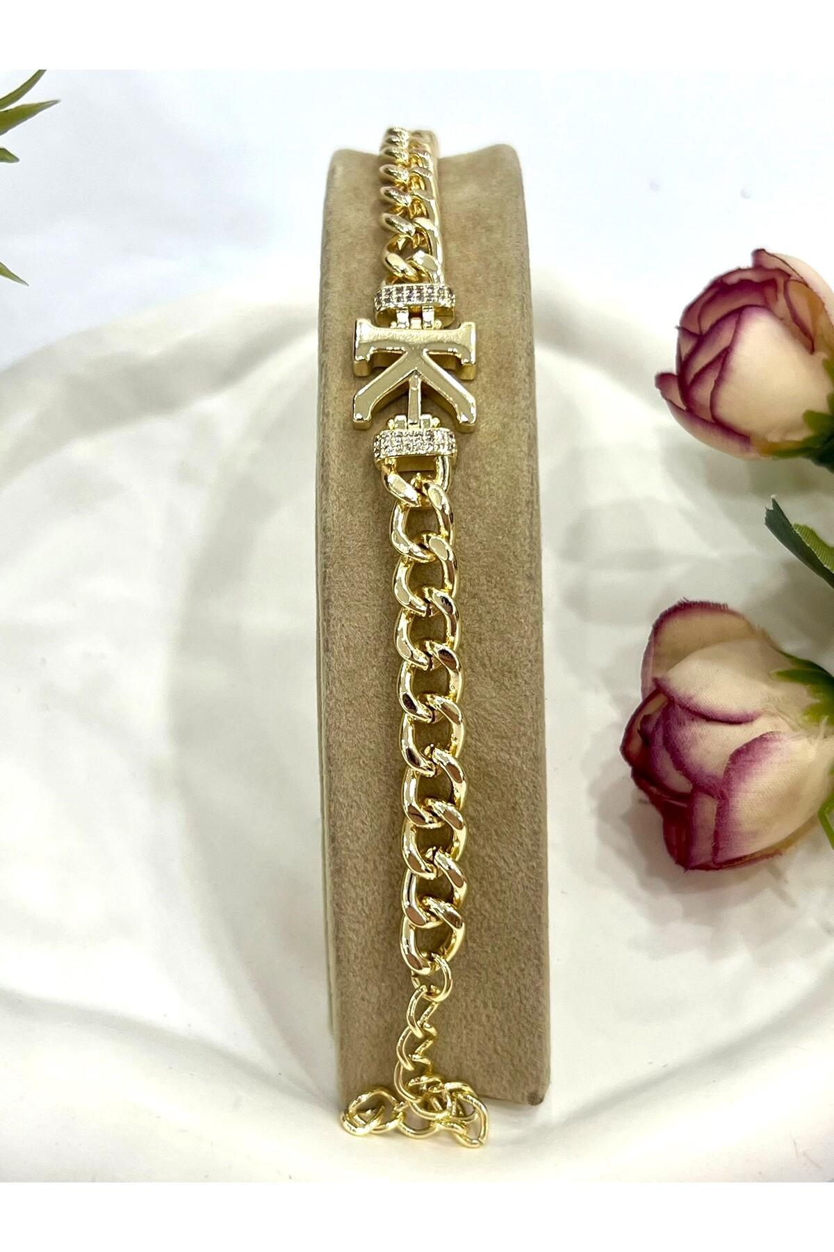 Vip Harf K Zirkon Taşlı Bileklik(14K GOLD / 15-20CM) - Görsel 4