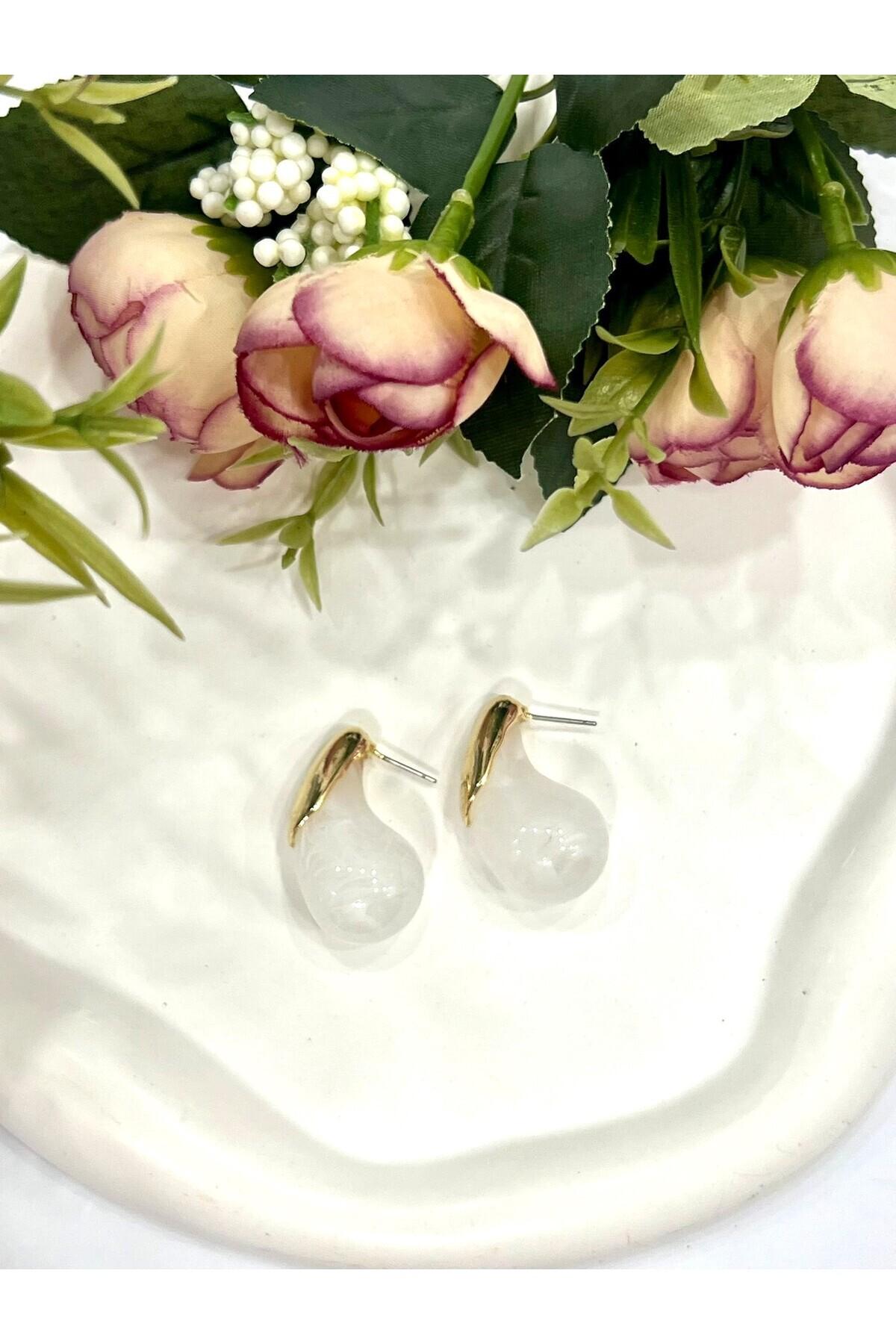 Tasarım Mineli Damla Küpe (1,5x3cm) - Görsel 4