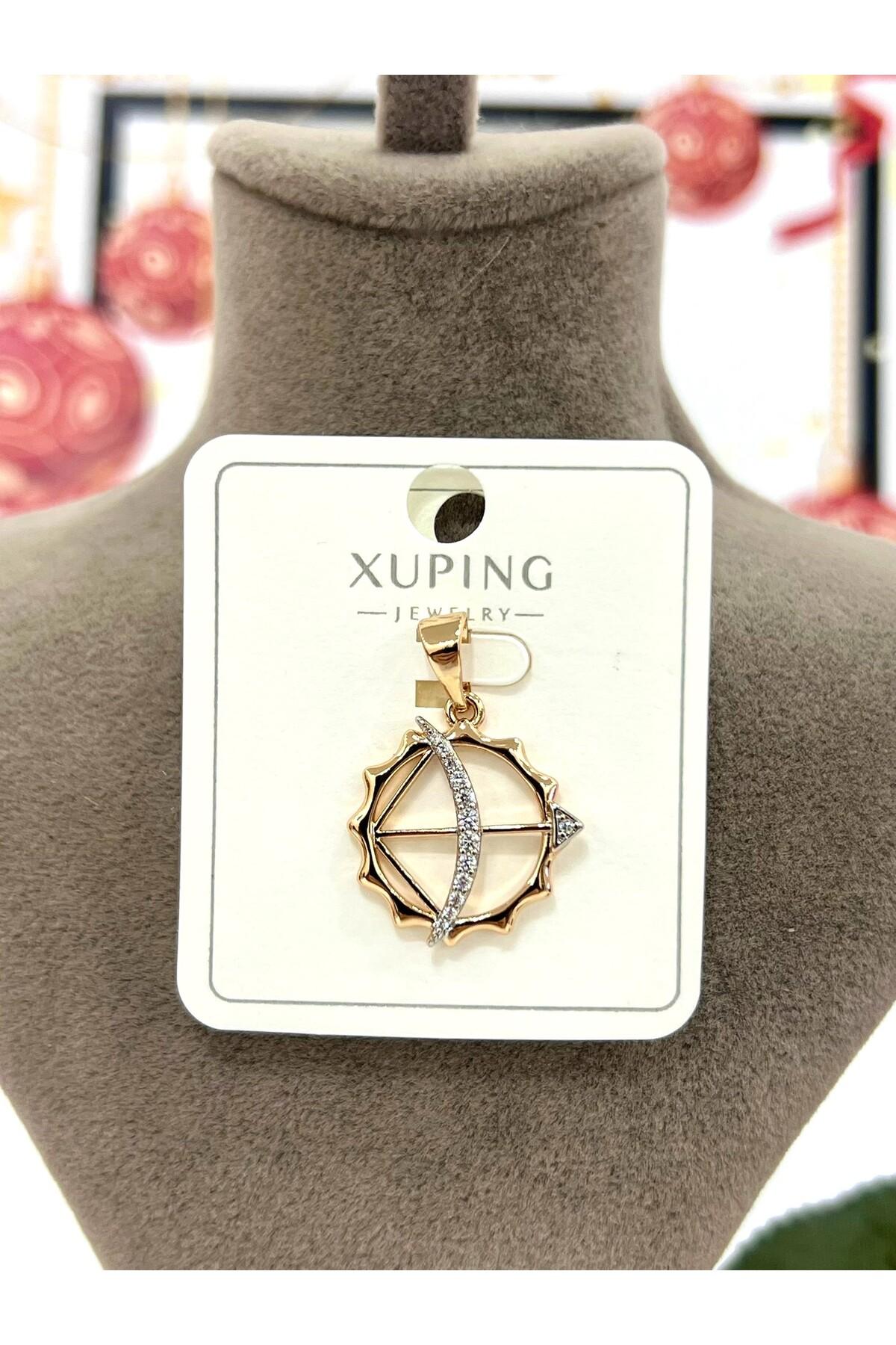 Yay ve Ok Motifli Çelik Kolye Ucu (18k Gold 2x2cm)