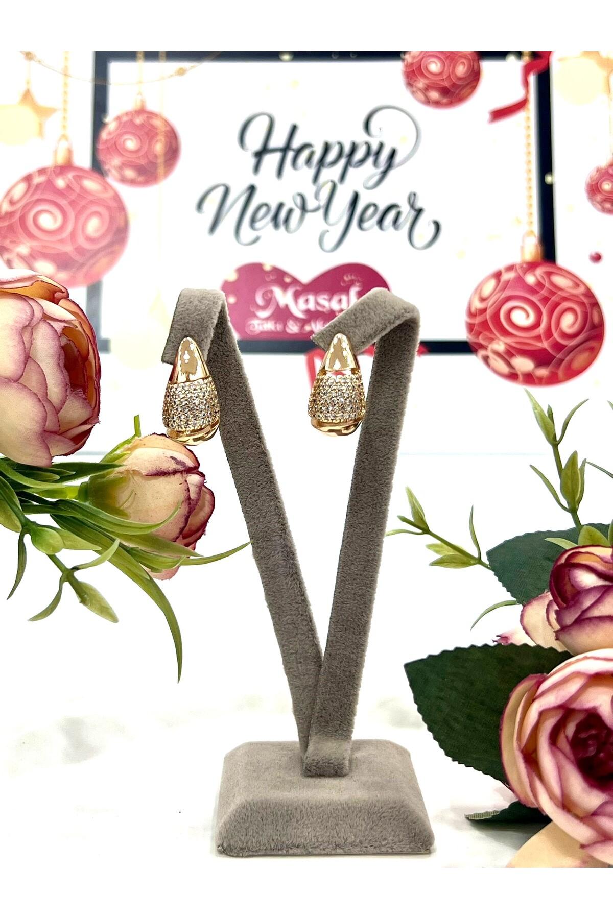 Zirkon Taşlı Damla VIP Xuping Küpe - Görsel 6