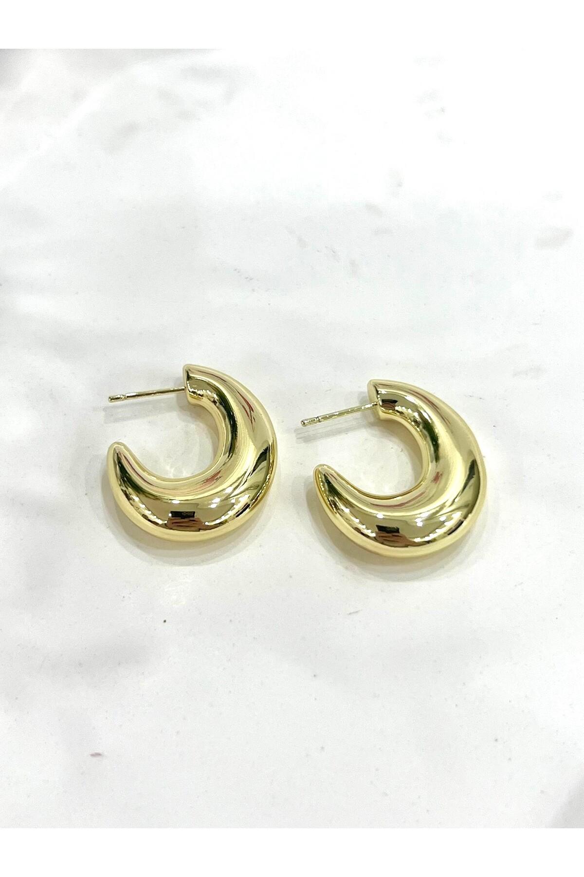 Yarım Ay Halka Küpe (14k Gold 2.4x2.8cm) - Görsel 2