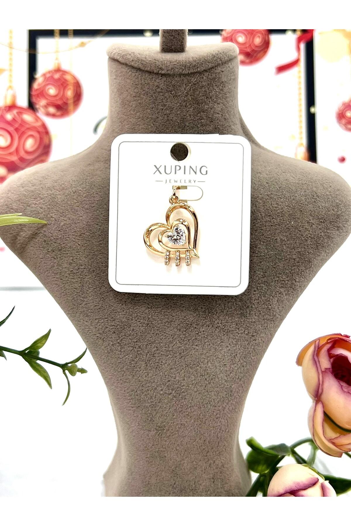 Kalpli Tek Taş Kolye Ucu (18K ROSE 2X2CM) - Görsel 2