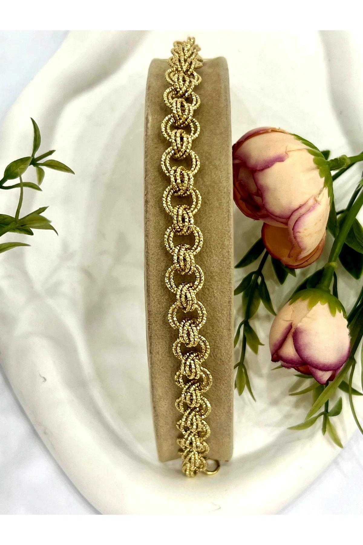 Lazer Kesim Parlak Model Vip Seri Bileklik (14k Gold/19cm) - Görsel 5