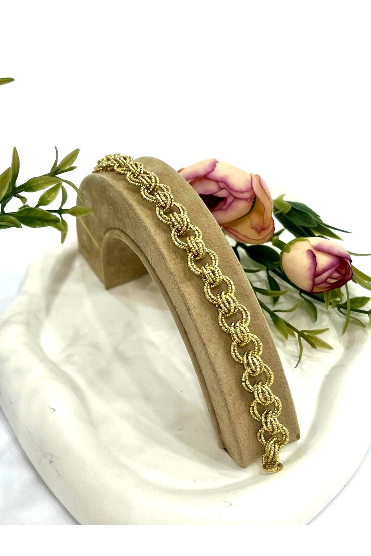 Lazer Kesim Parlak Model Vip Seri Bileklik (14k Gold/19cm) - Görsel 3