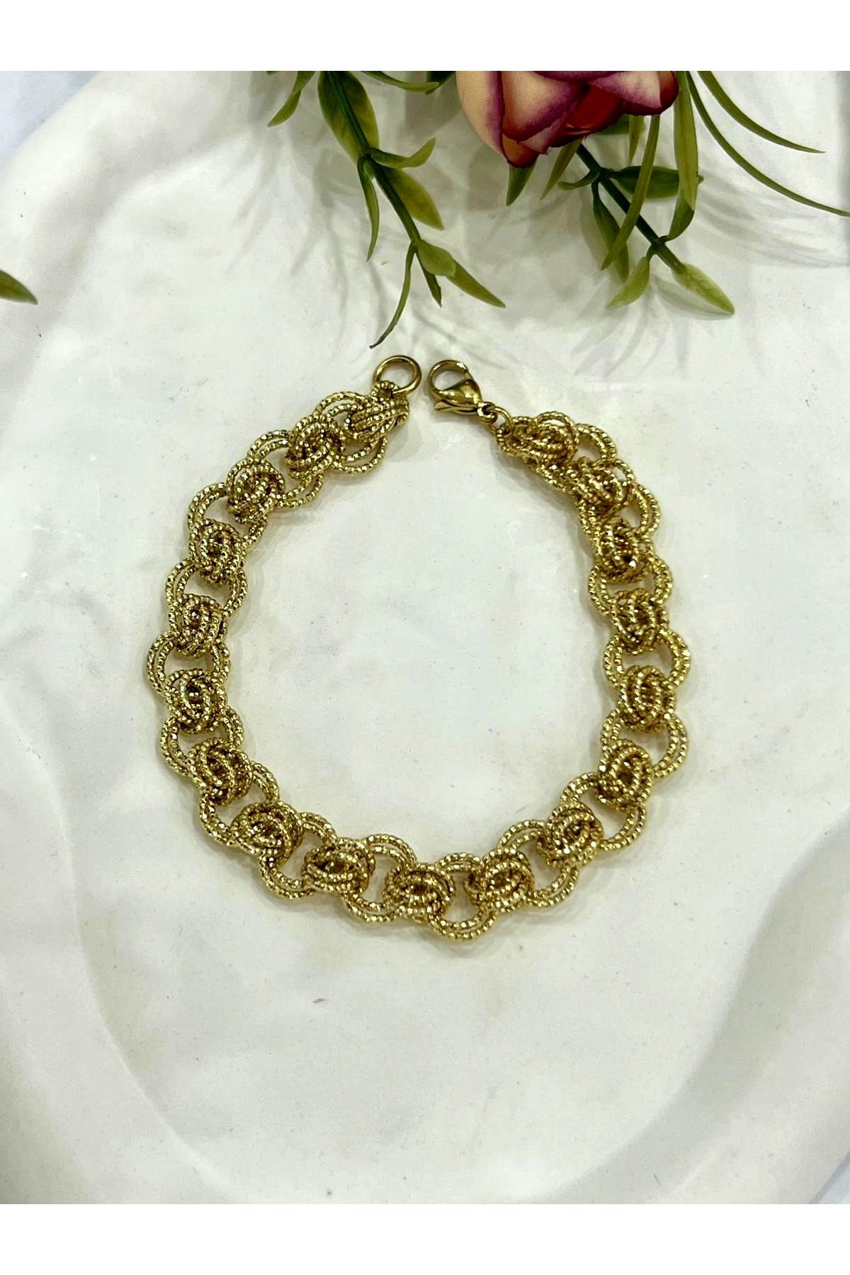 Lazer Kesim Parlak Model Vip Seri Bileklik (14k Gold/19cm) - Görsel 2