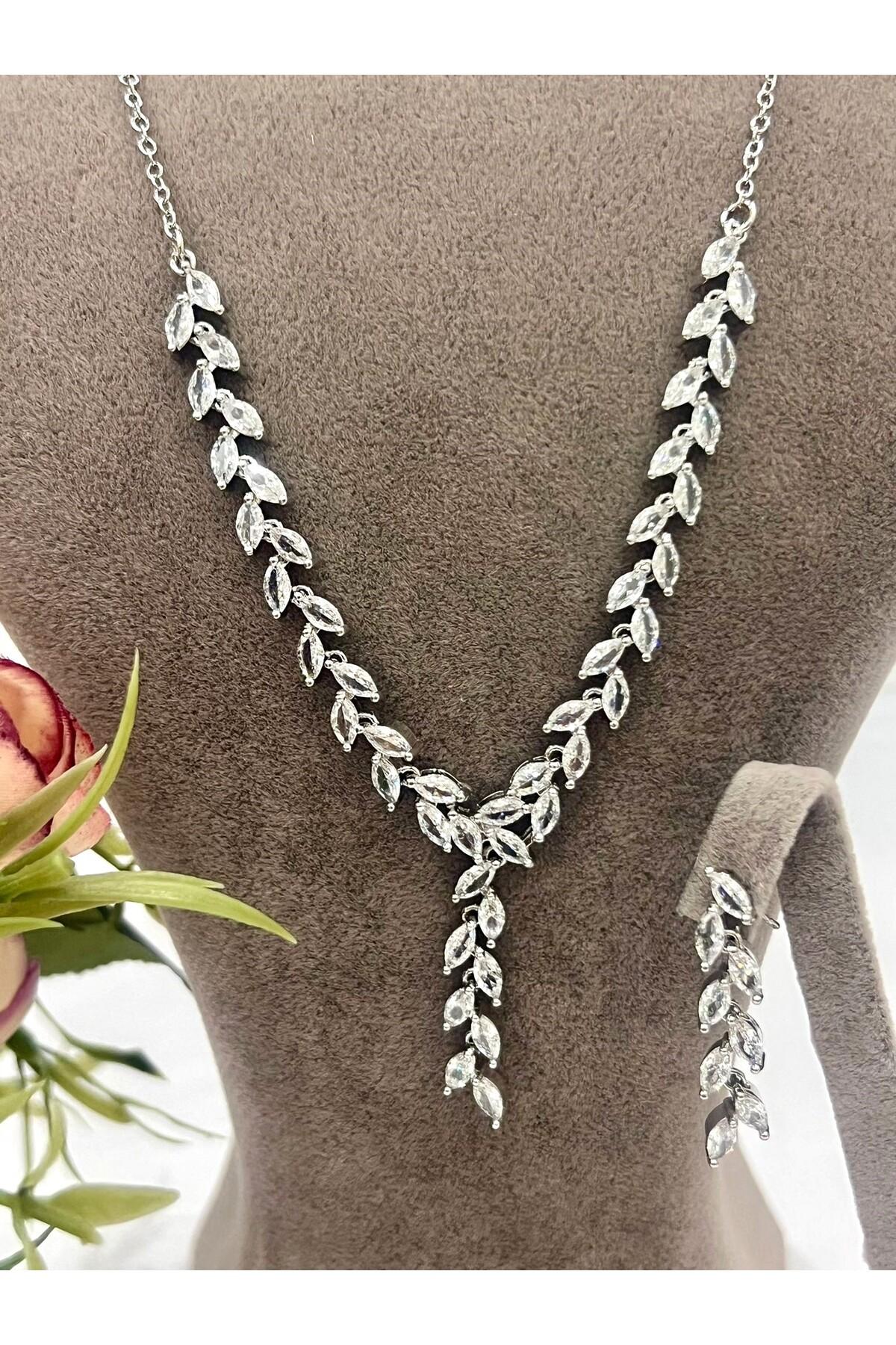 Zirkon Taşlı Çelik Silver Model Set (Set4) - Görsel 2