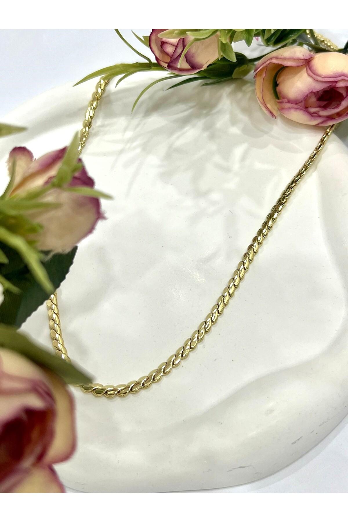 XUPING Burma Özel Detaylı Çelik Kolye (14K Gold 60cm/4.2MM) - Görsel 4