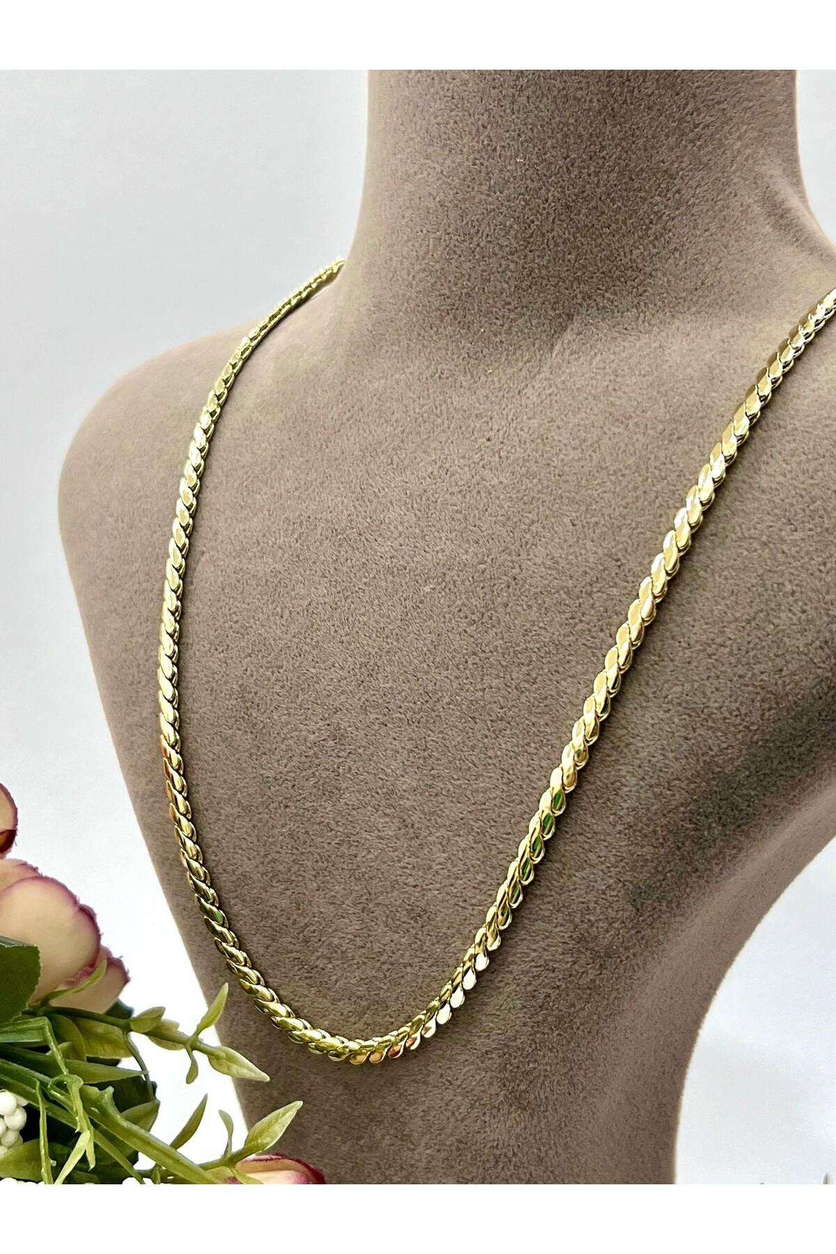 XUPING Burma Özel Detaylı Çelik Kolye (14K Gold 55cm/4.2MM)