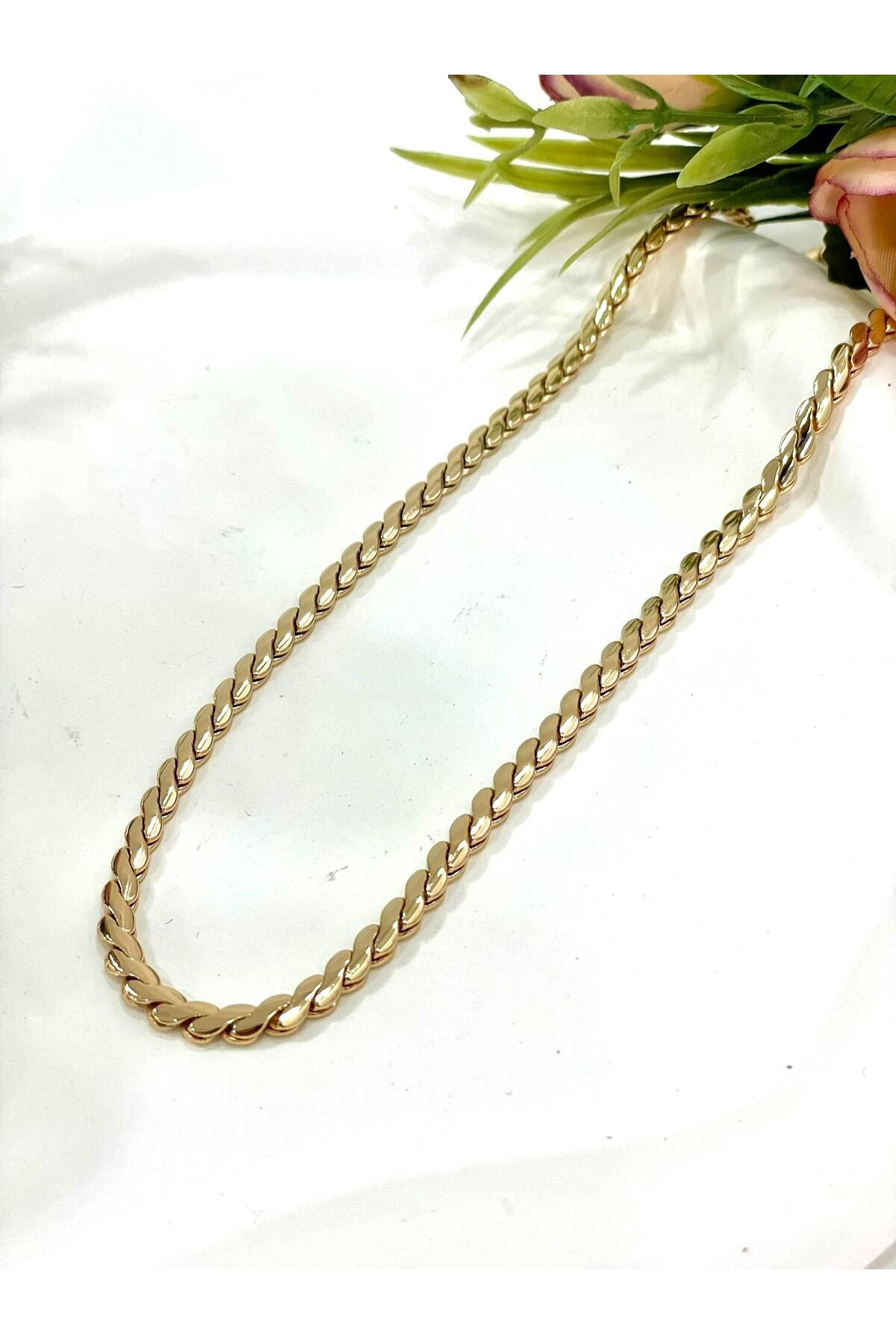 Xupıng Burma Özel Detaylı Çelik Kolye (18K ROSE 60CM/4.2MM) - Görsel 2