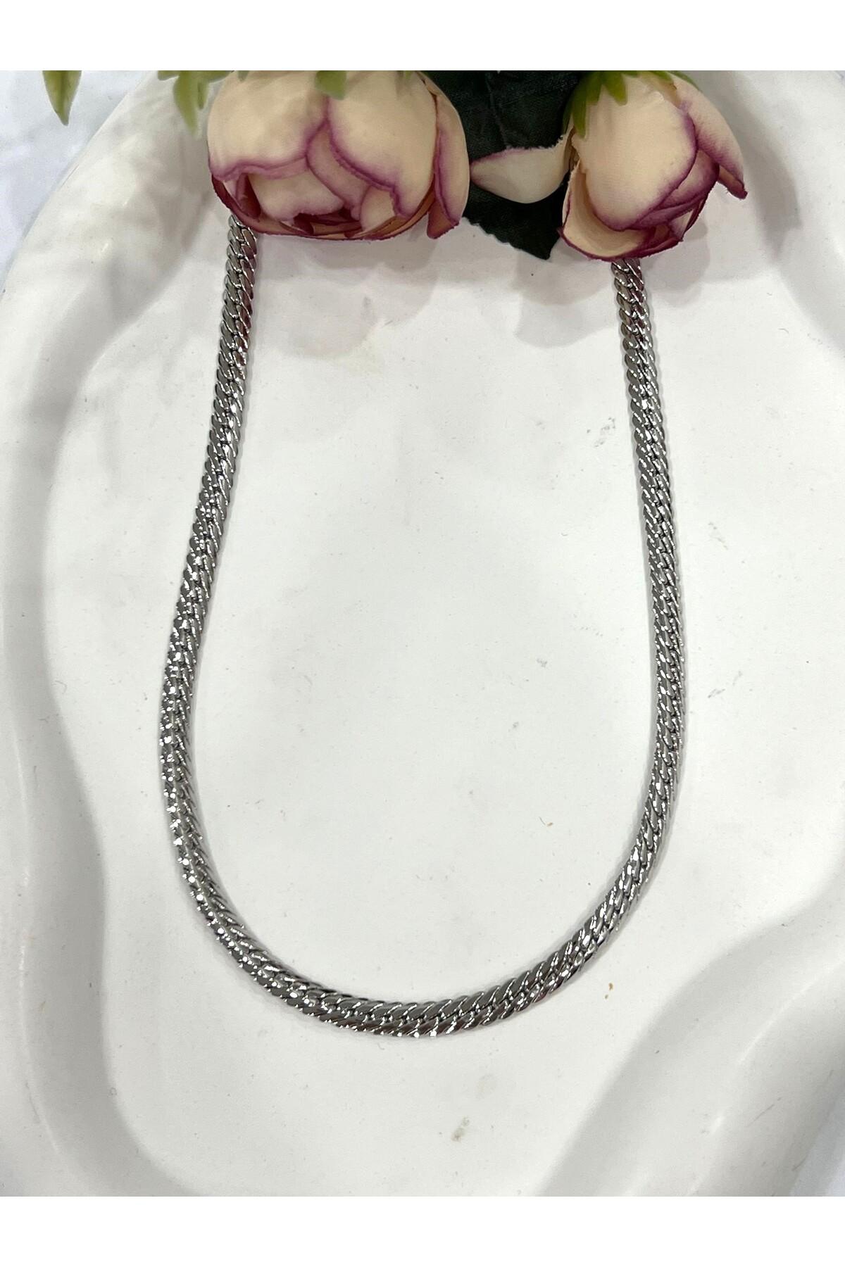 XUPING VIP Kalın 0,5mm Örgü Premium Zincir Kolye (Silver - 60cm) - Görsel 4