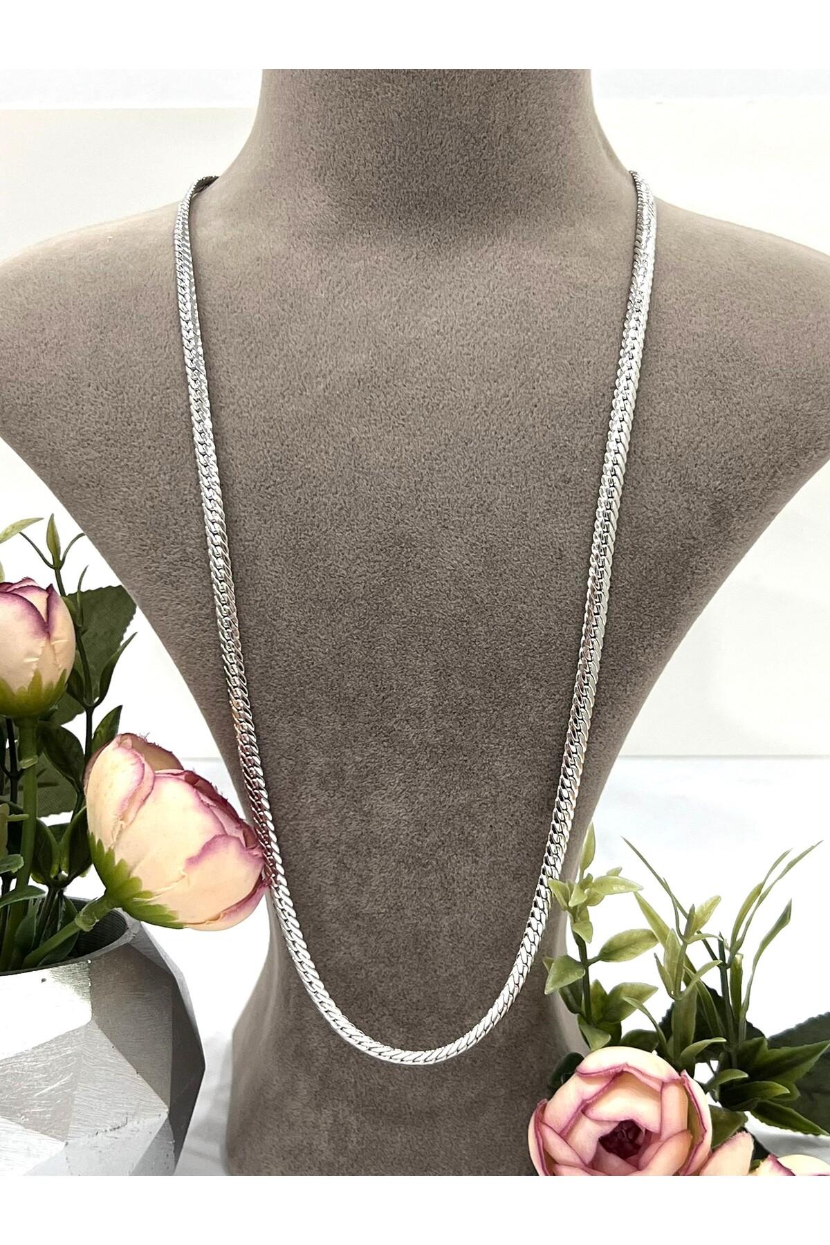 XUPING VIP Kalın 0,5mm Örgü Premium Zincir Kolye (Silver - 60cm) - Görsel 3