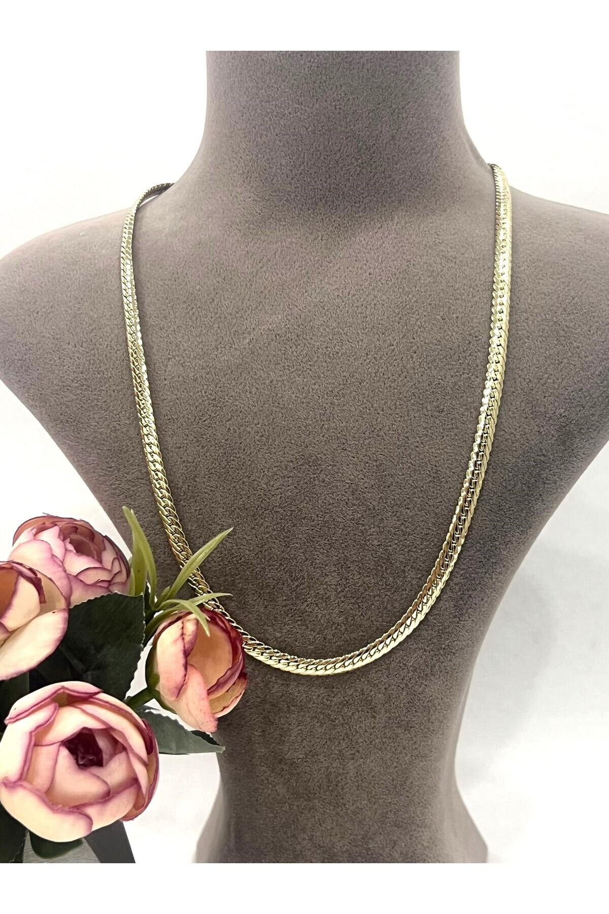 XUPING VIP Kalın 0,5mm Örgü Premium Zincir Kolye (14k Gold - 60cm) - Görsel 4