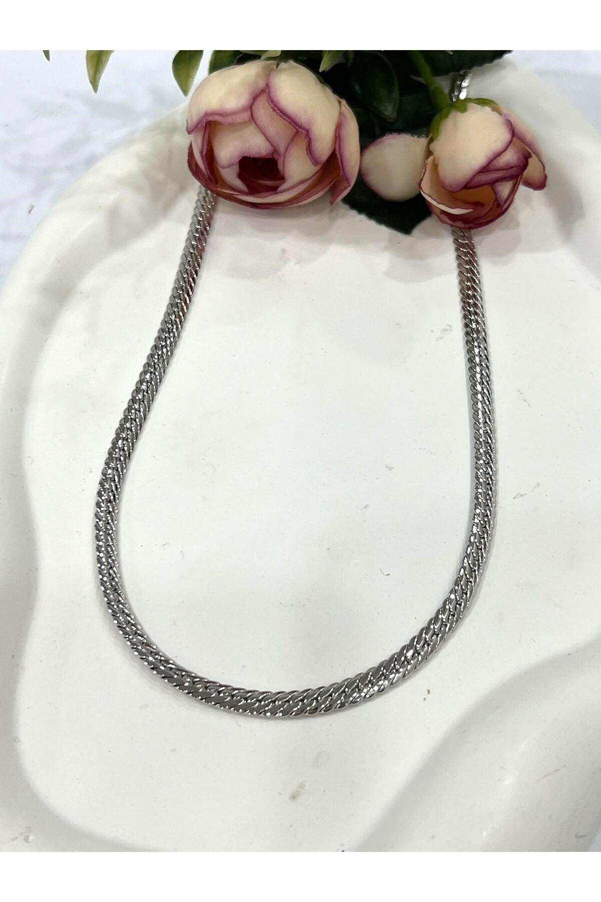 XUPING VIP Kalın 0,5mm Örgü Premium Zincir Kolye (Silver - 60cm) - Görsel 6