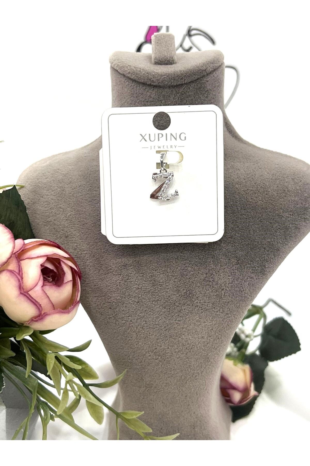 Zirkon Taşlı Harf Z Kolye Ucu (Silver 1x1cm) - Görsel 3