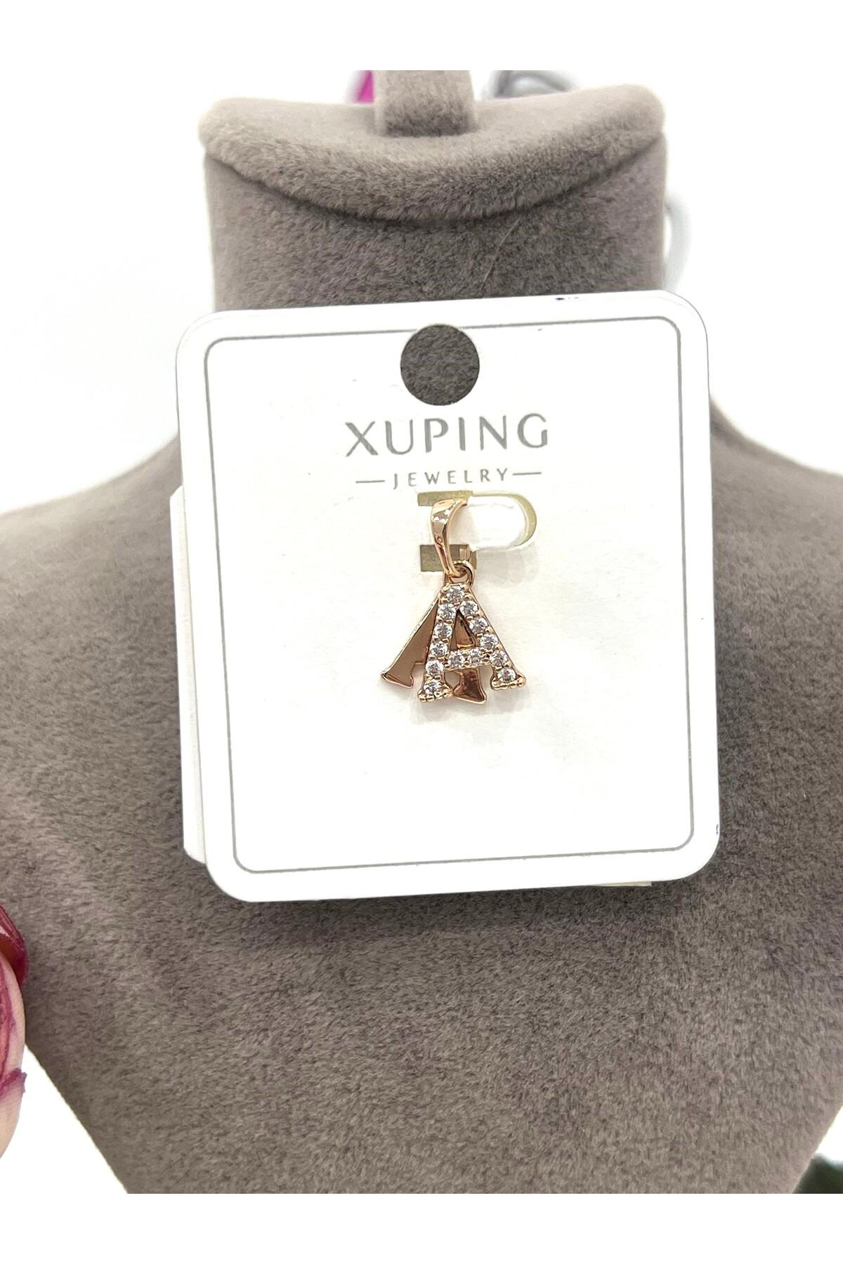 Zirkon Taşlı Harf A Kolye Ucu (18k Rose 1x1cm)