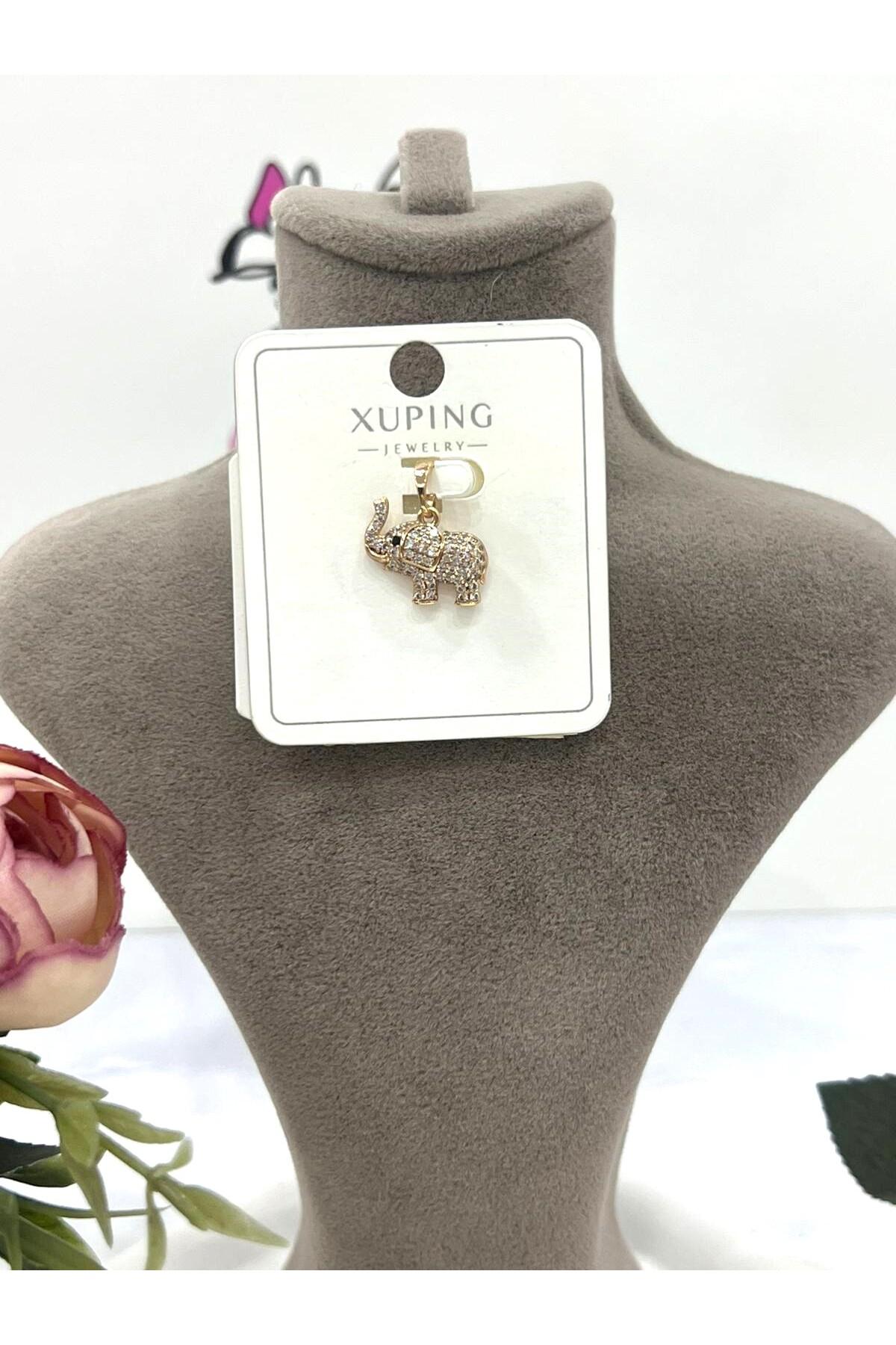 Zirkon Taş Fil Figürlü Özel Tasarım Kolye Ucu (18k Rose 1,5x1,6cm) - Görsel 2