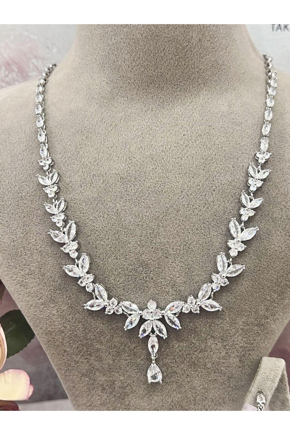 Zirkon Taşlı Çelik Silver Model Set (Set7) - Görsel 5