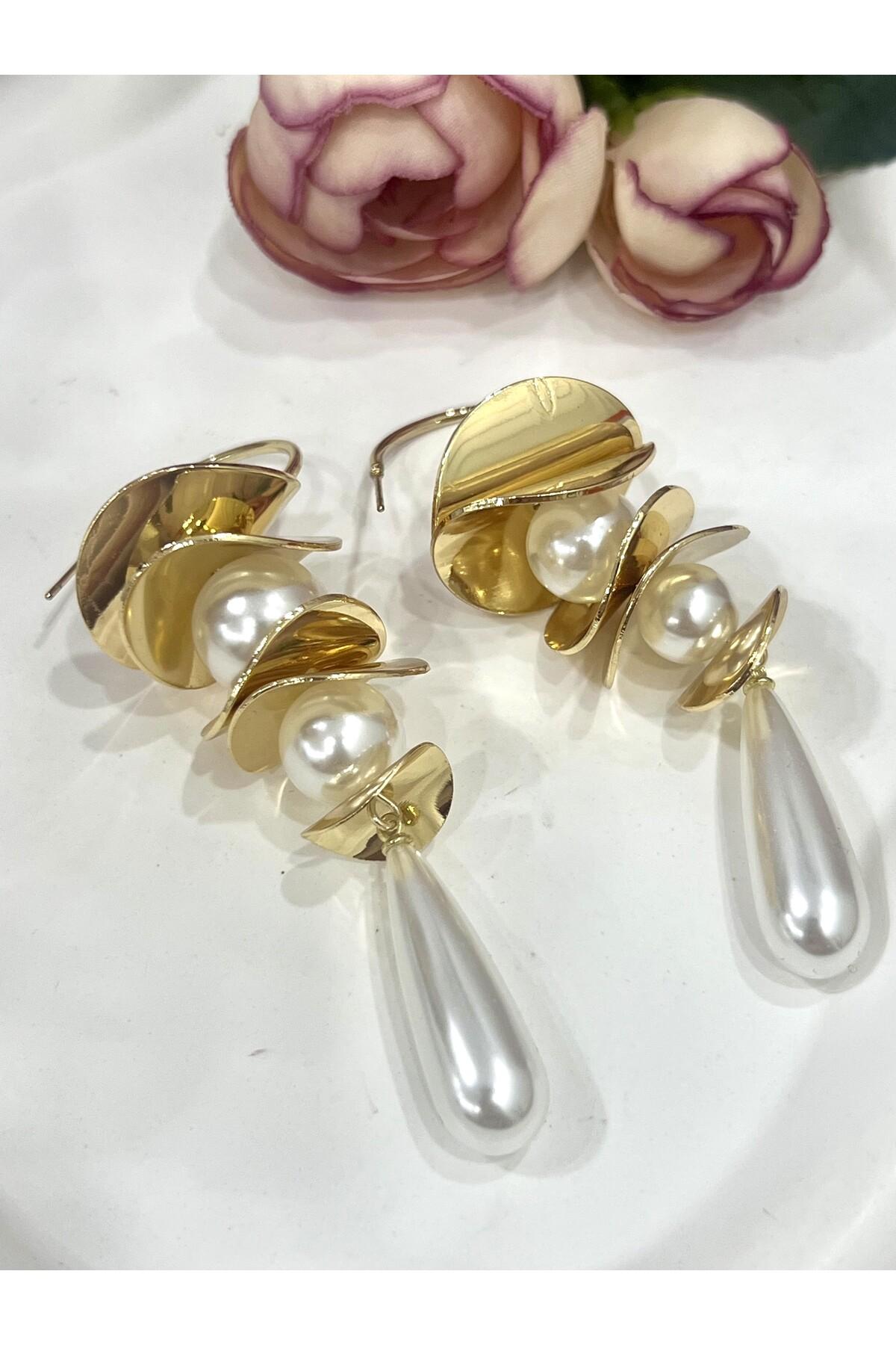 Lüks Tasarım Tektaş Işıltılı Yuvarlak Kesim Gold Kolye Ucu (2x8,5cm) - Görsel 4