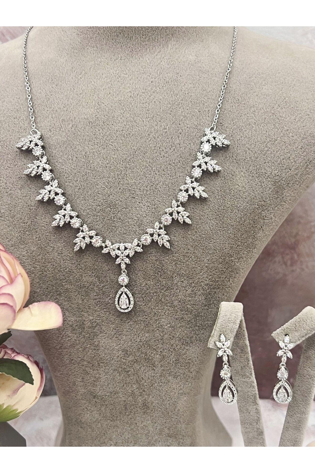 Lüks Seri Yaprak Desenli Işıltılı Su Yolu Davet Setit (Set10)