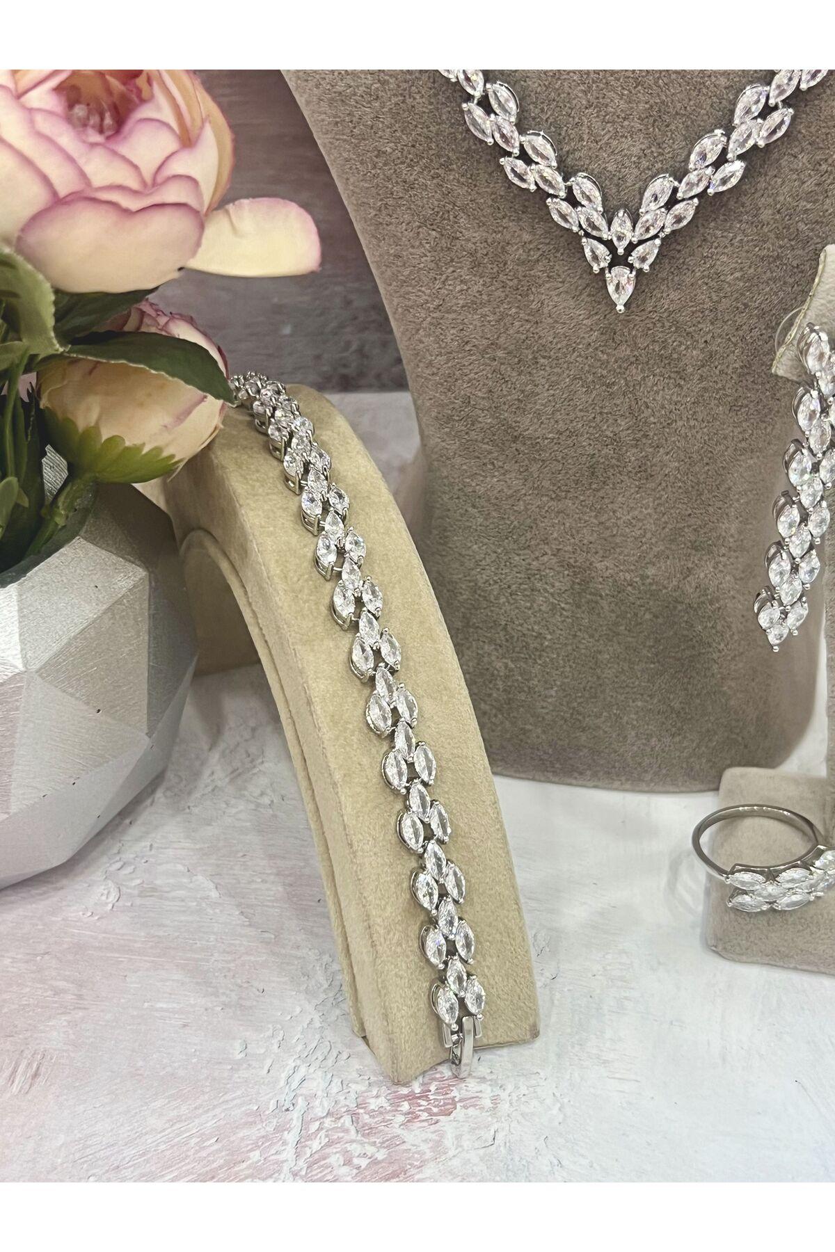 Işıltılı Zirkon Taşlı Düğün & Nişan Takı Seti (Set12) - Görsel 6